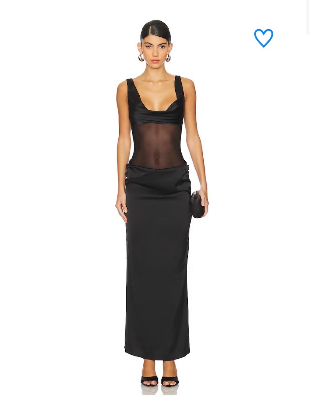 Astr Black Sleeveless Maxi Dress with Draped Front